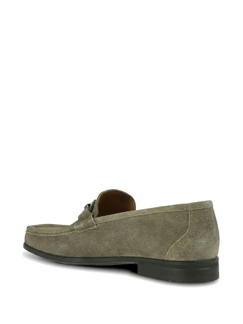 Ferragamo Gancini-buckle suede loafers Grijs