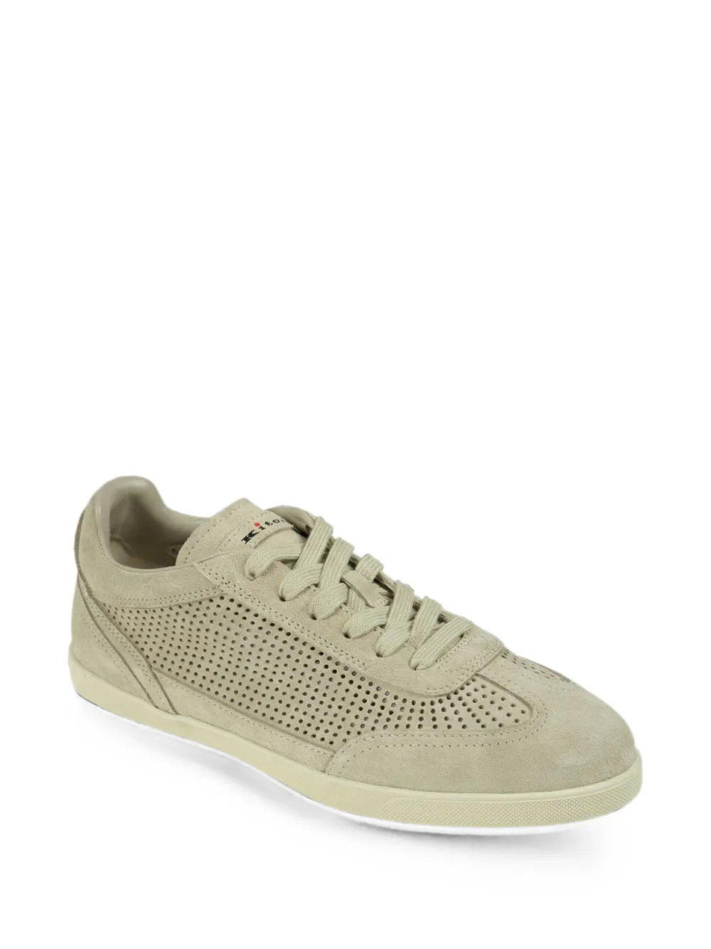 Kiton Openwork perforated leather sneakers Beige