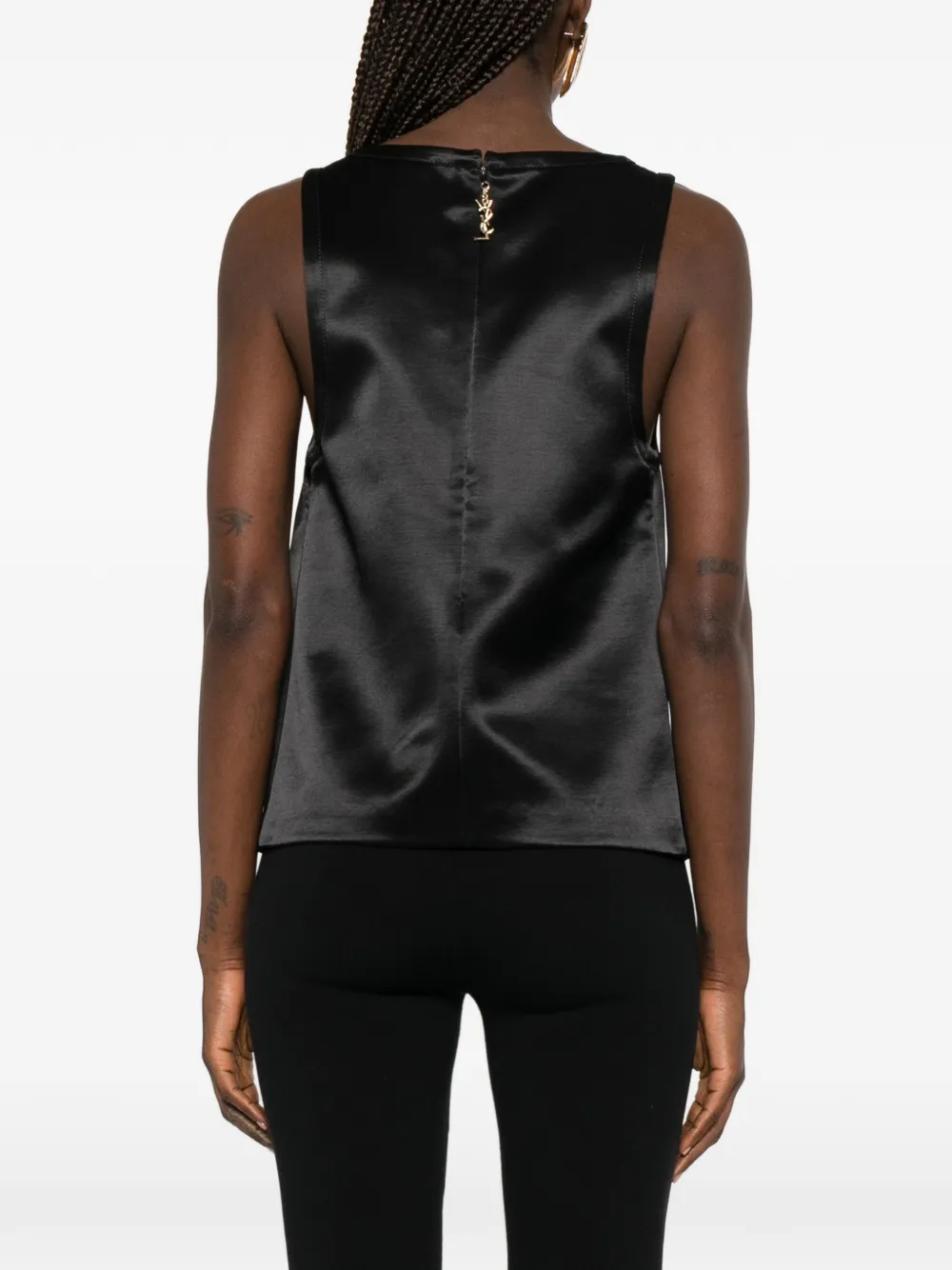 Saint Laurent Cassandre geplooide top Zwart