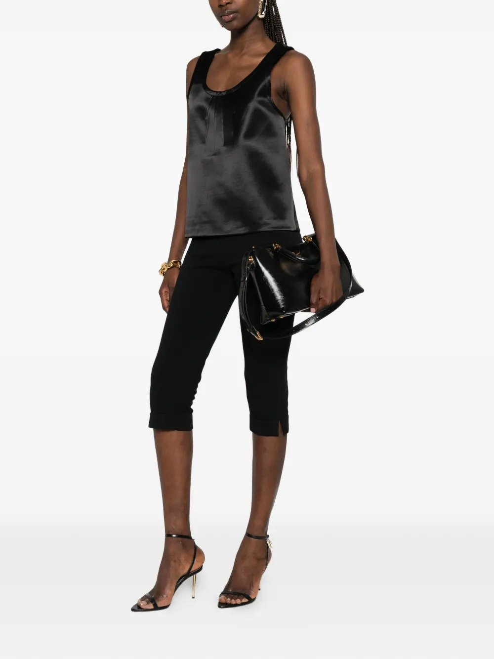 Saint Laurent Cassandre geplooide top Zwart