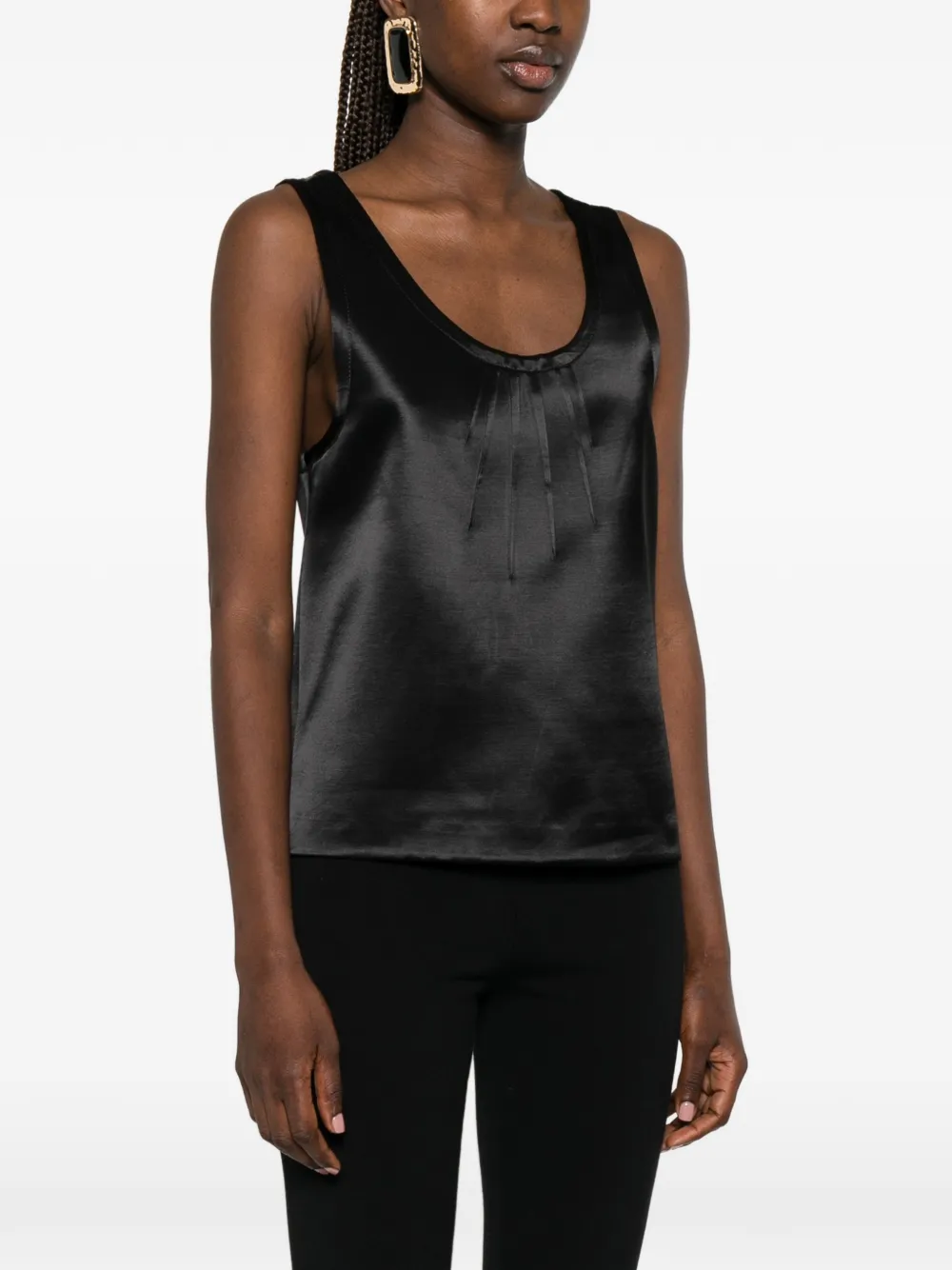 Saint Laurent Cassandre geplooide top Zwart