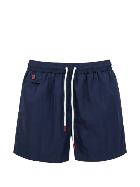 Kiton 로고 패치 드로스트링 스윔 쇼츠