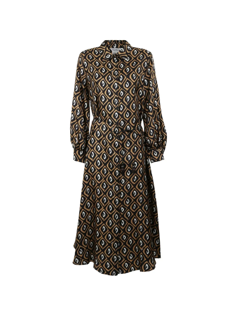 Max Mara Abito midi con stampa - Marrone