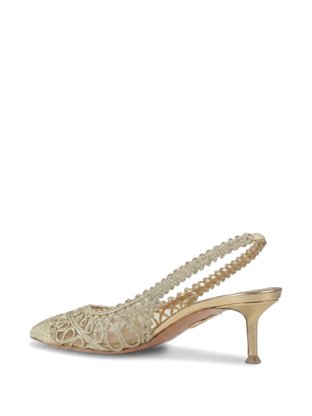 Aquazzura Kahlo embroidered slingback pumps Goud