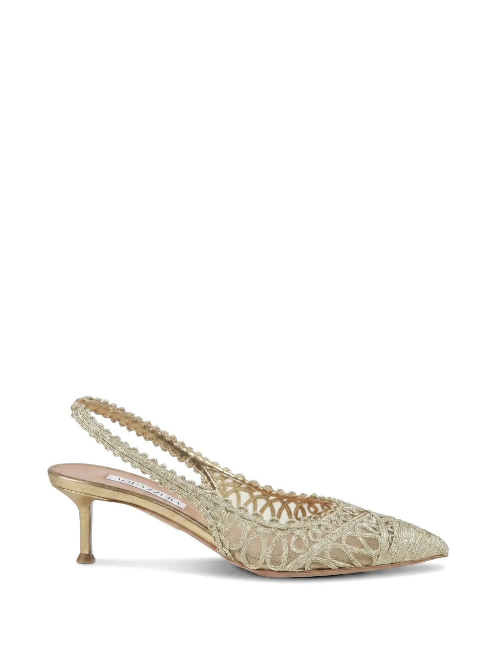 Aquazzura Kahlo embroidered slingback pumps Goud