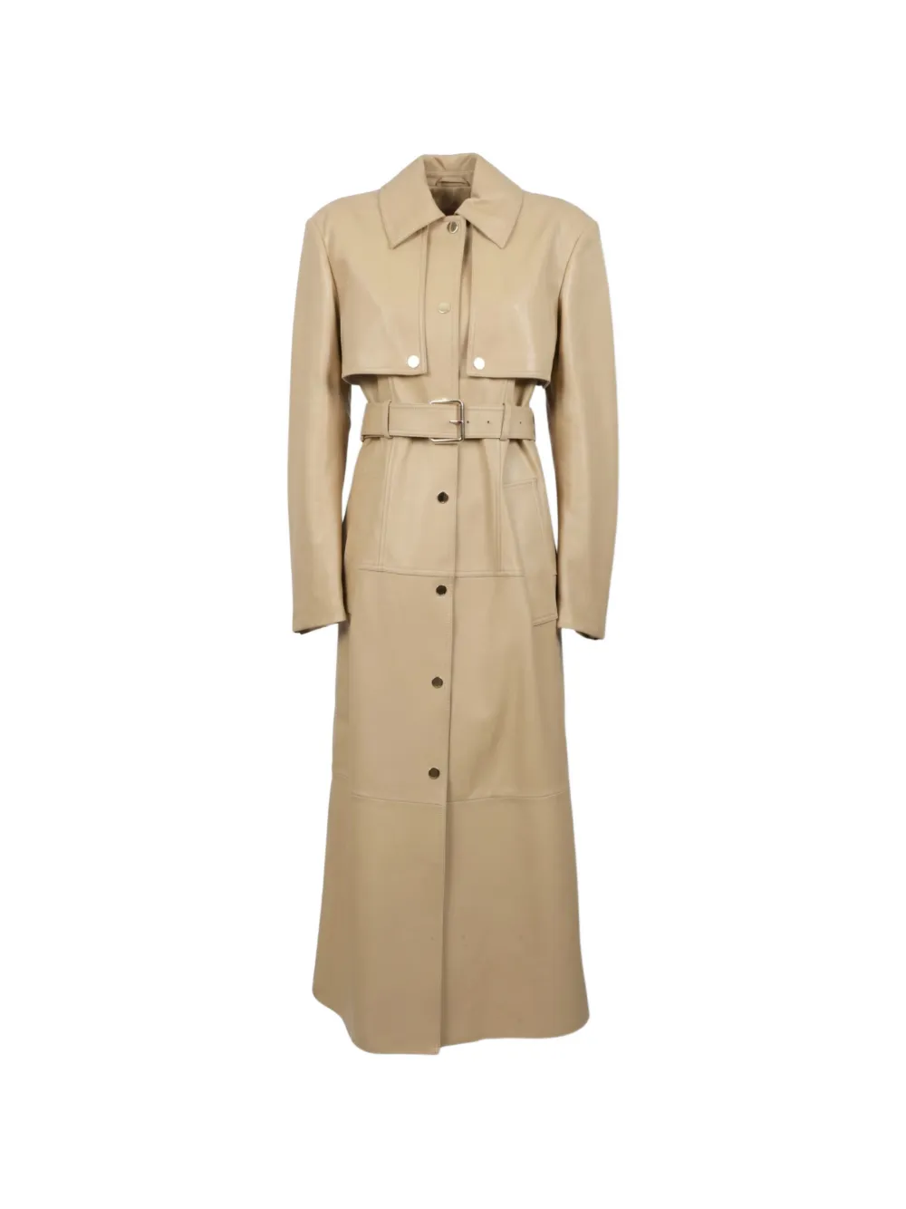 Sportmax Cappotto in pelle con cintura - Toni neutri