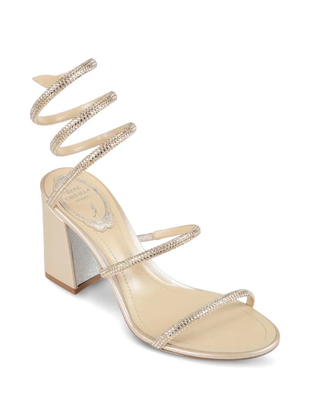 René Caovilla Cleo sandalen verfraaid met kristallen Beige