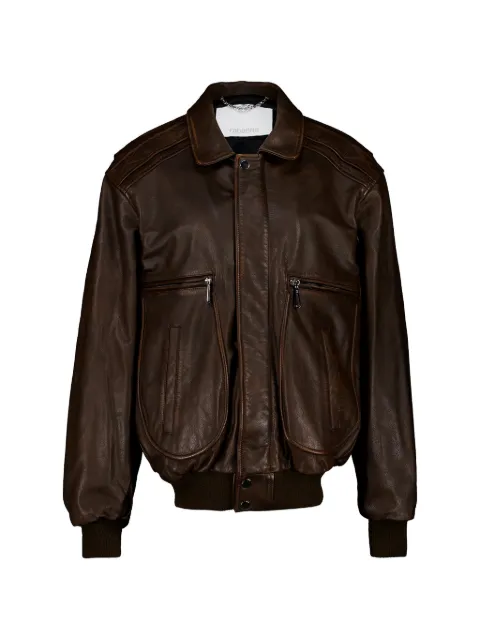 Rabanne quilted-shoulder leather jacket