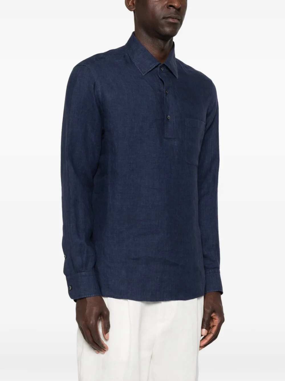 Zegna Shirtjack met borstzak en knopen Blauw