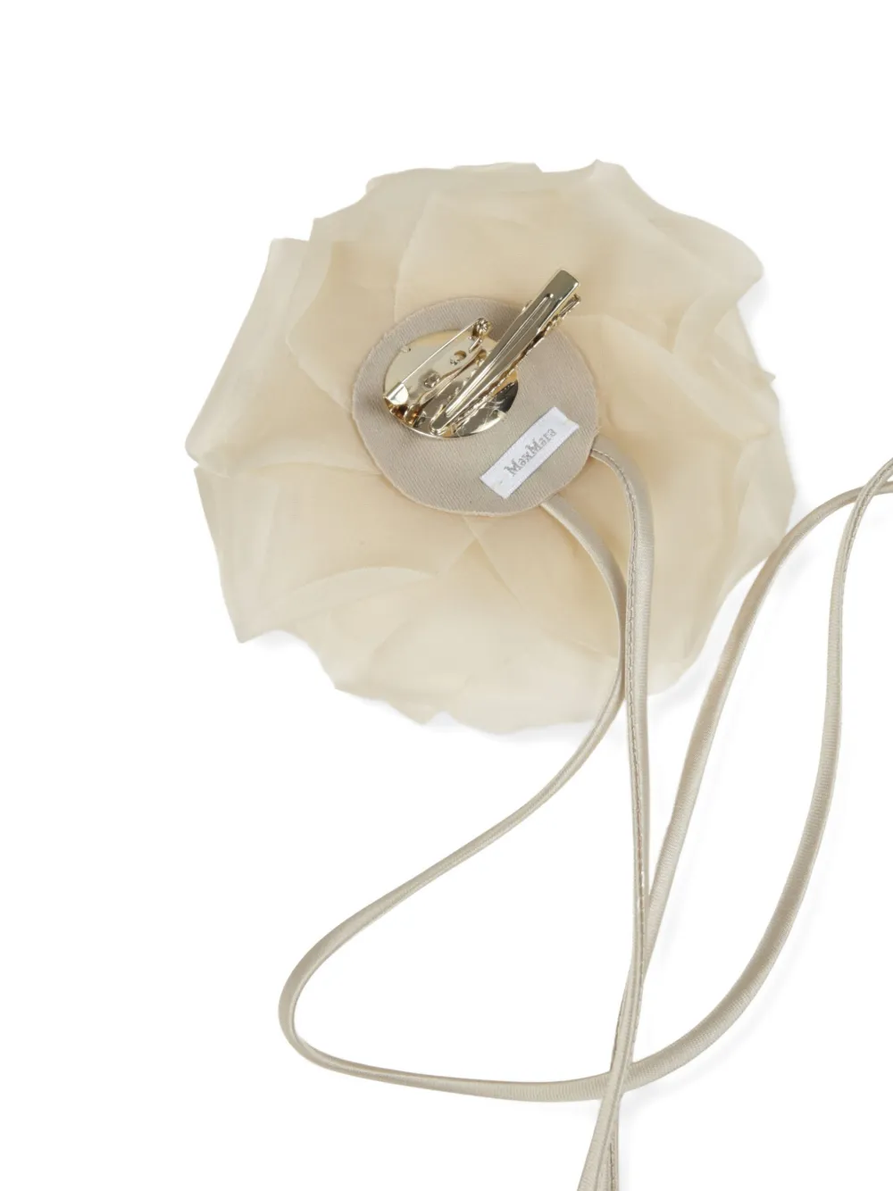  Max Mara Corbata Con Aplique Floral - Neutro 