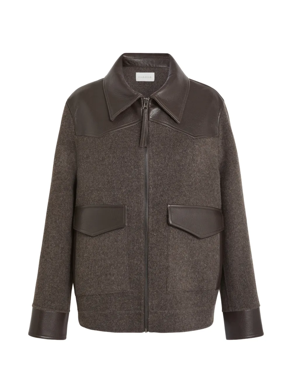 P.A.R.O.S.H. leather-trimmed zip-up jacket - Marrone