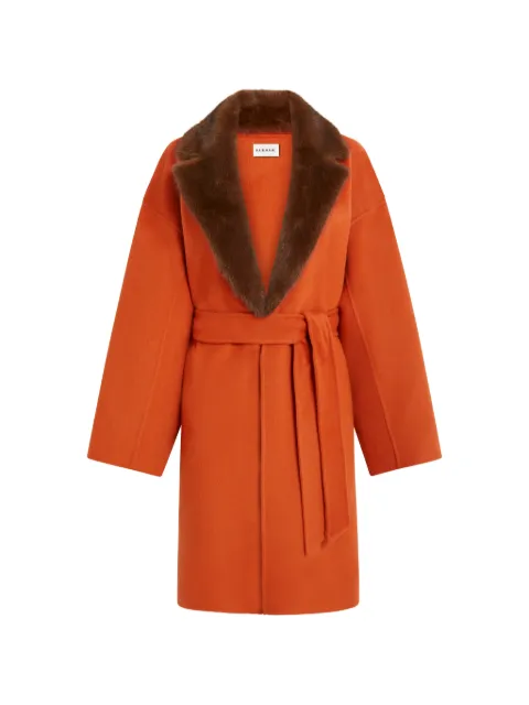 P.A.R.O.S.H. fur-collar belted single-breasted coat