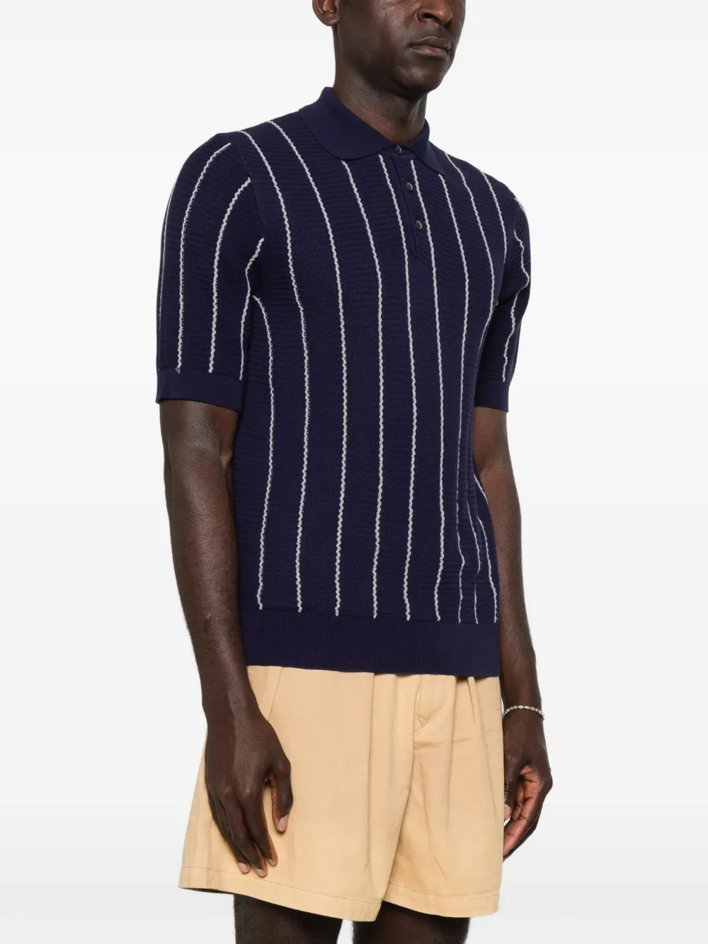  Gallia Polo A Righe Con Bottoni - Blu 