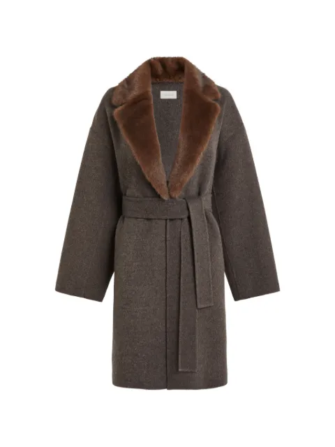 P.A.R.O.S.H. fur-collar belted single-breasted coat