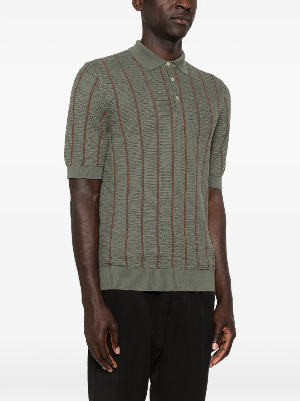  Gallia Polo A Righe Con Bottoni - Verde 