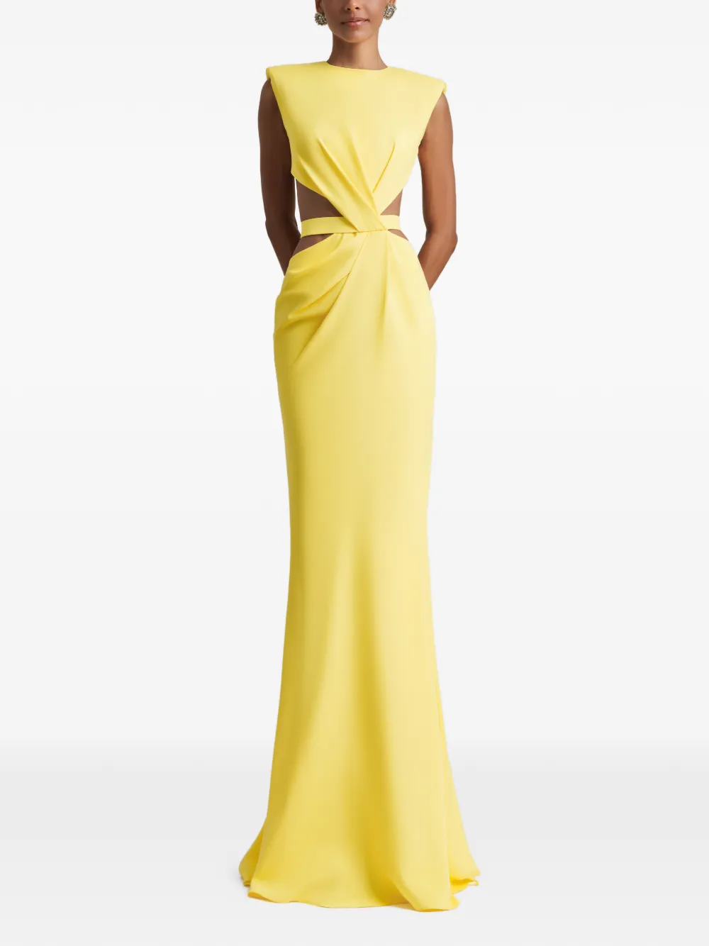 Gemy Maalouf Maxi-jurk met gedraaid detail en uitgesneden details Geel