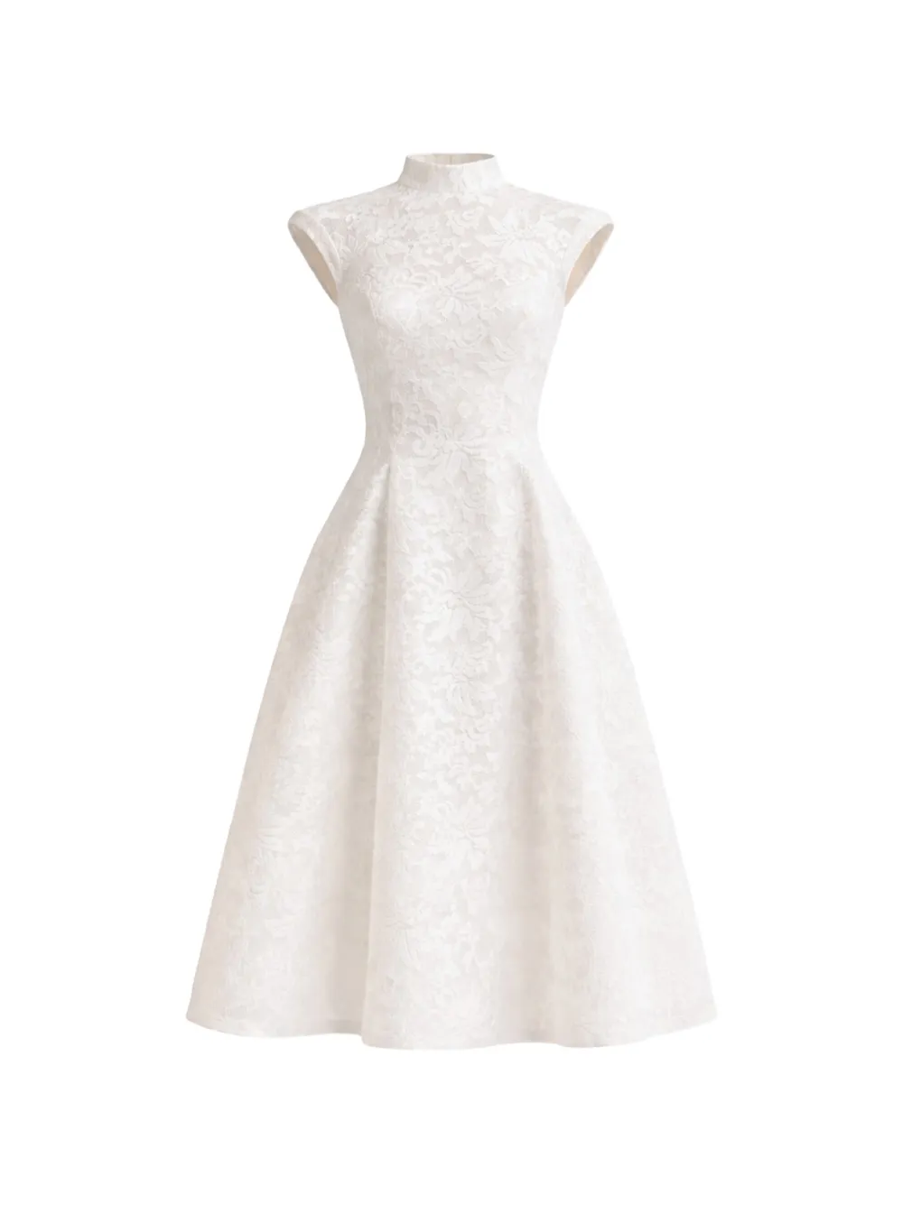 Gemy Maalouf lace mock-neck dress - Bianco