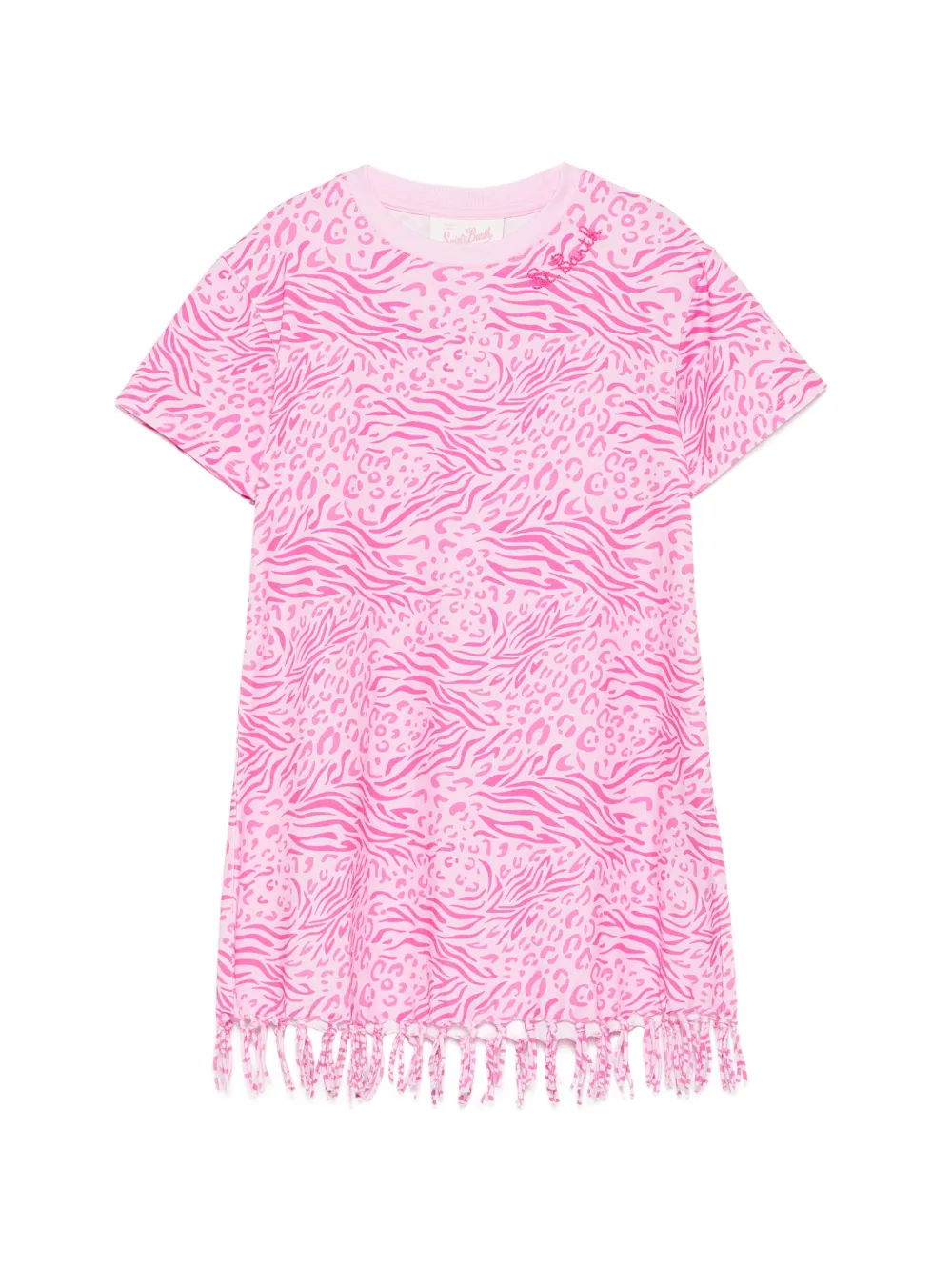 MC2 Saint Barth Kids Abbey animal-print fringe-trimmed dress - Rosa