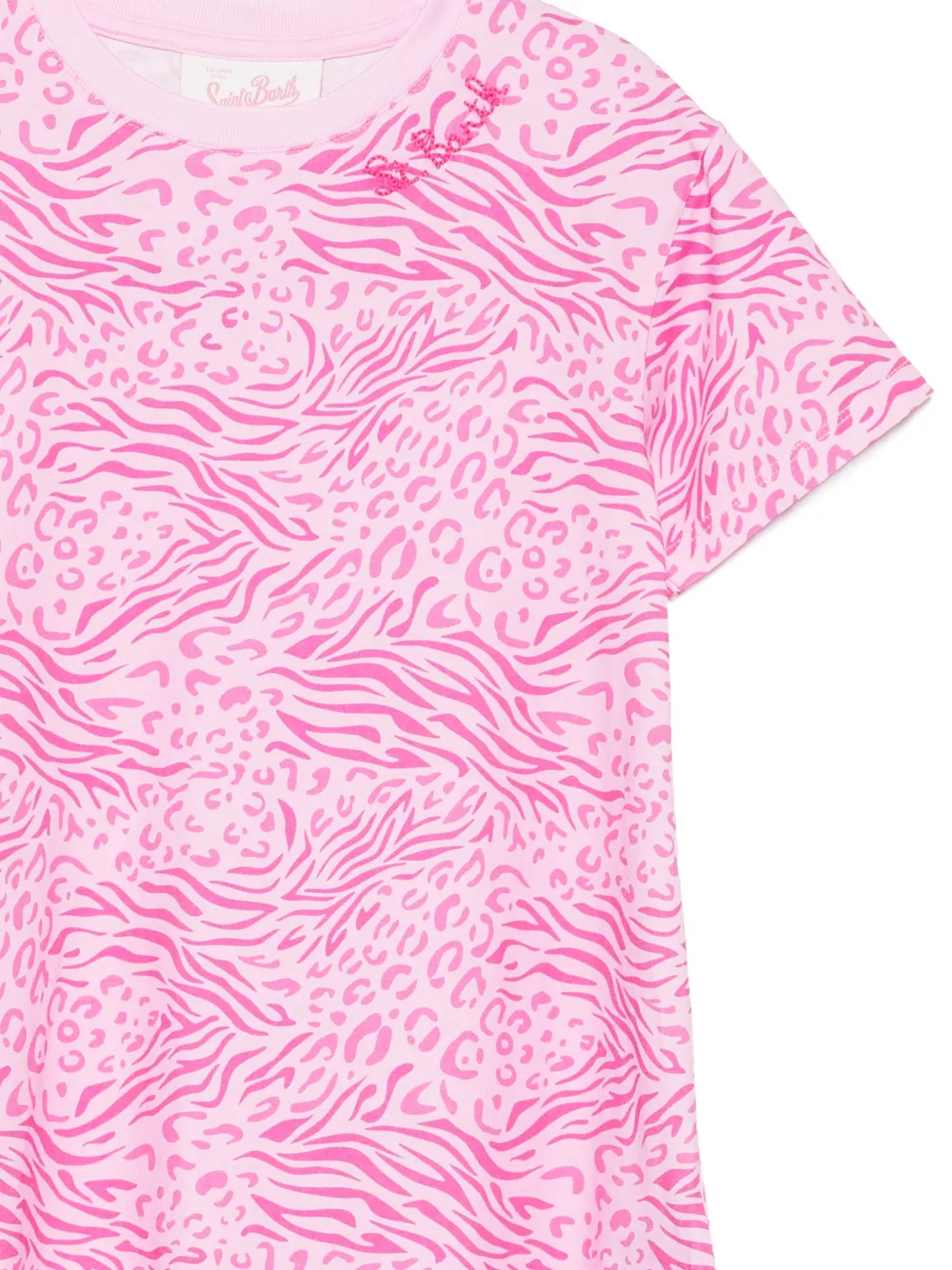 MC2 Saint Barth Kids Abbey jurk met dierenprint en franje Roze