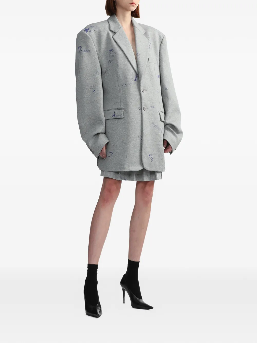 VETEMENTS Plooirok met print Grijs
