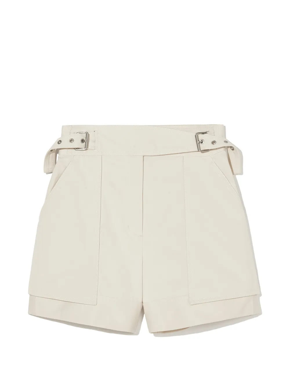 3.1 Phillip Lim buckled-waistband cotton shorts - Toni neutri