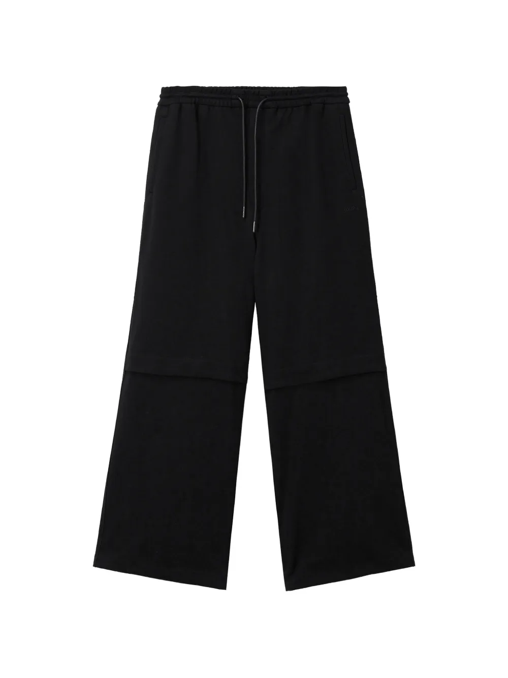 Juunj Ponte Layered Drawstring Track Pants In Black