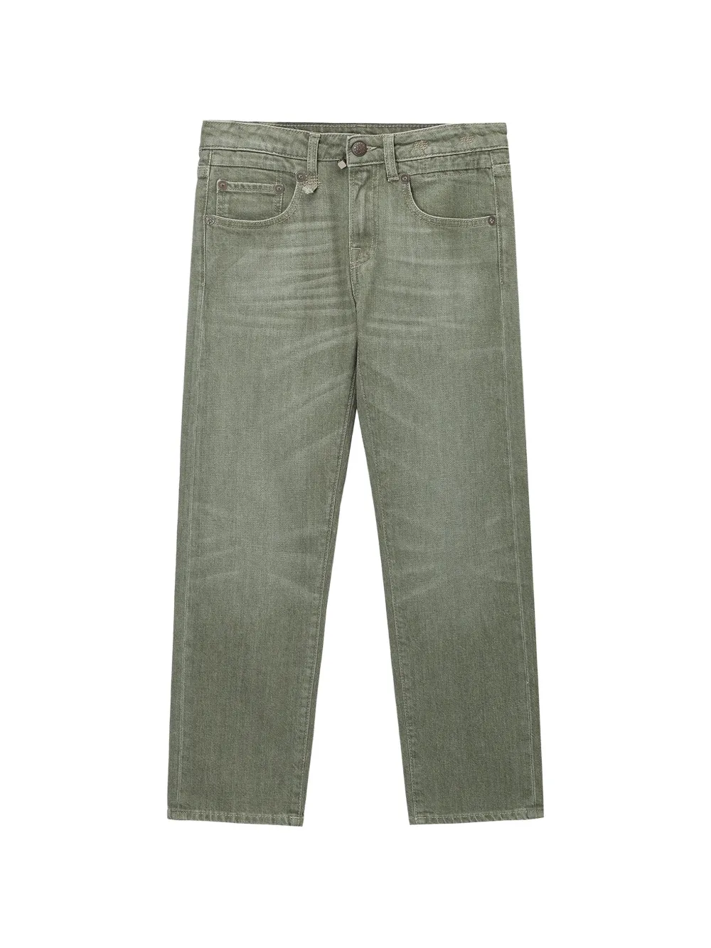 R13 Logo-patch Cropped Jeans In Green