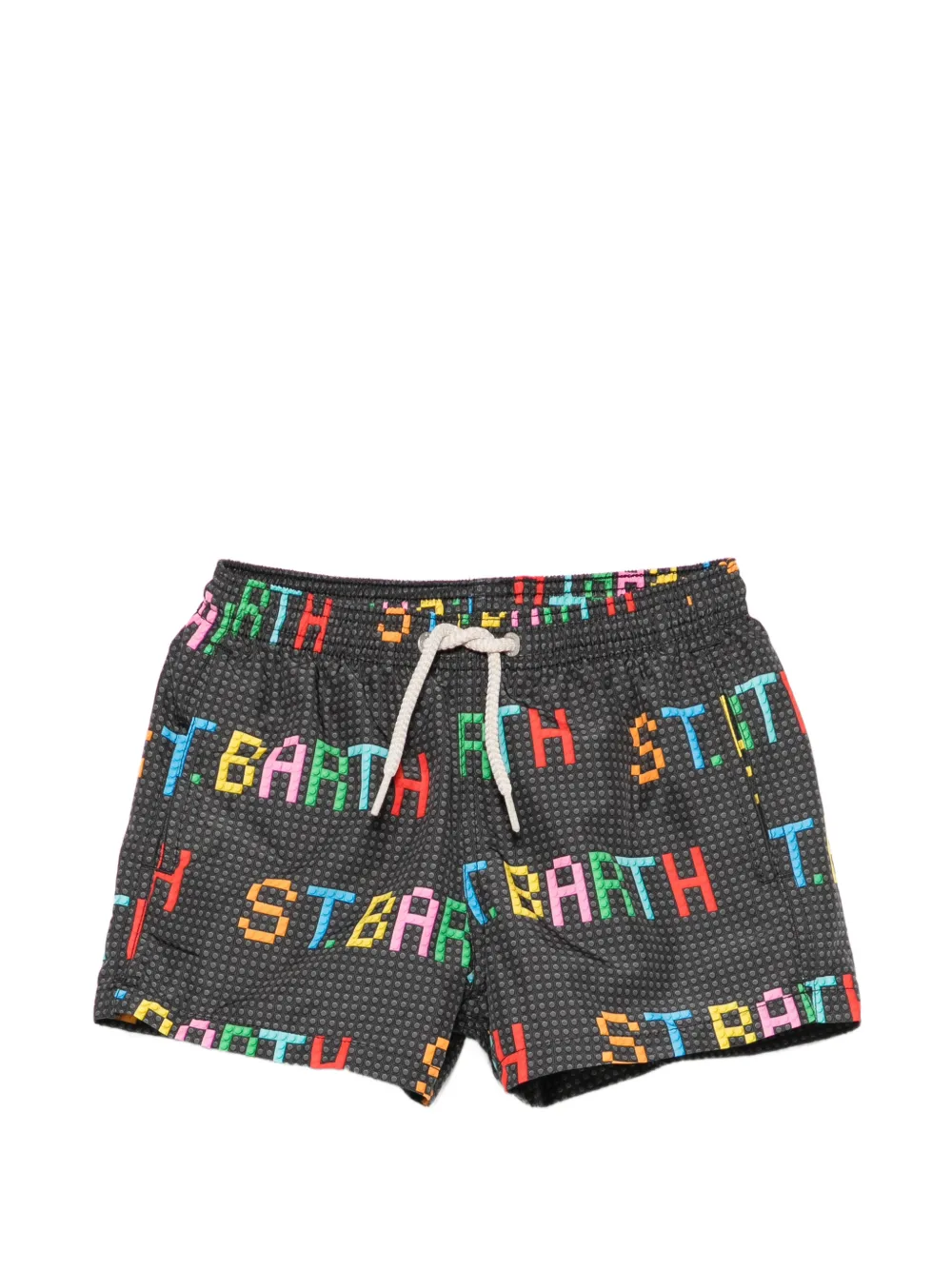 MC2 Saint Barth Kids Jean Lighting logo-print drawstring swim shorts - Grey