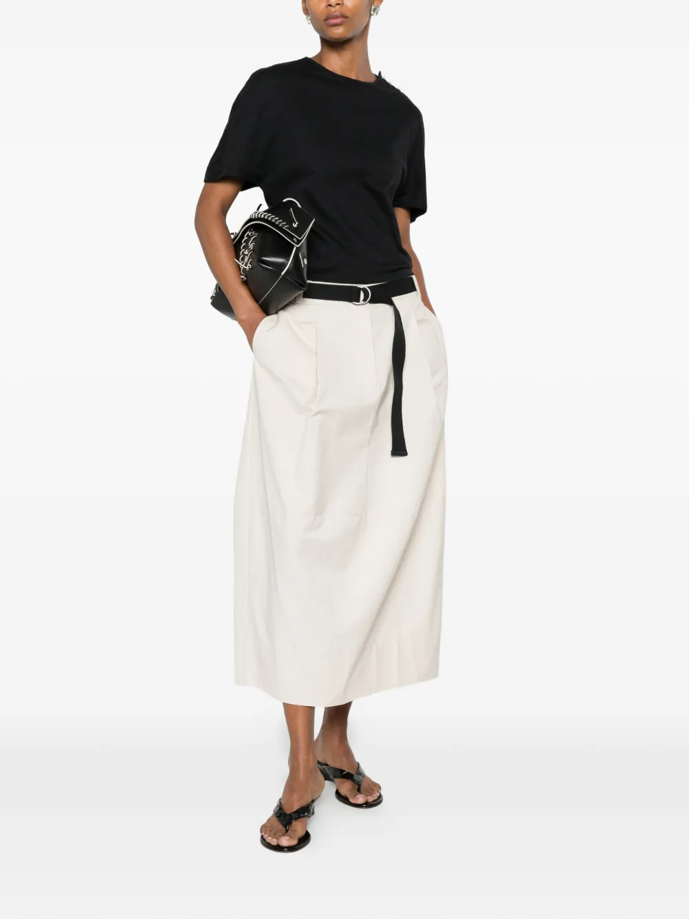 Lanvin Cape-effect T-shirt in Cotton and Silk in Black, view 2