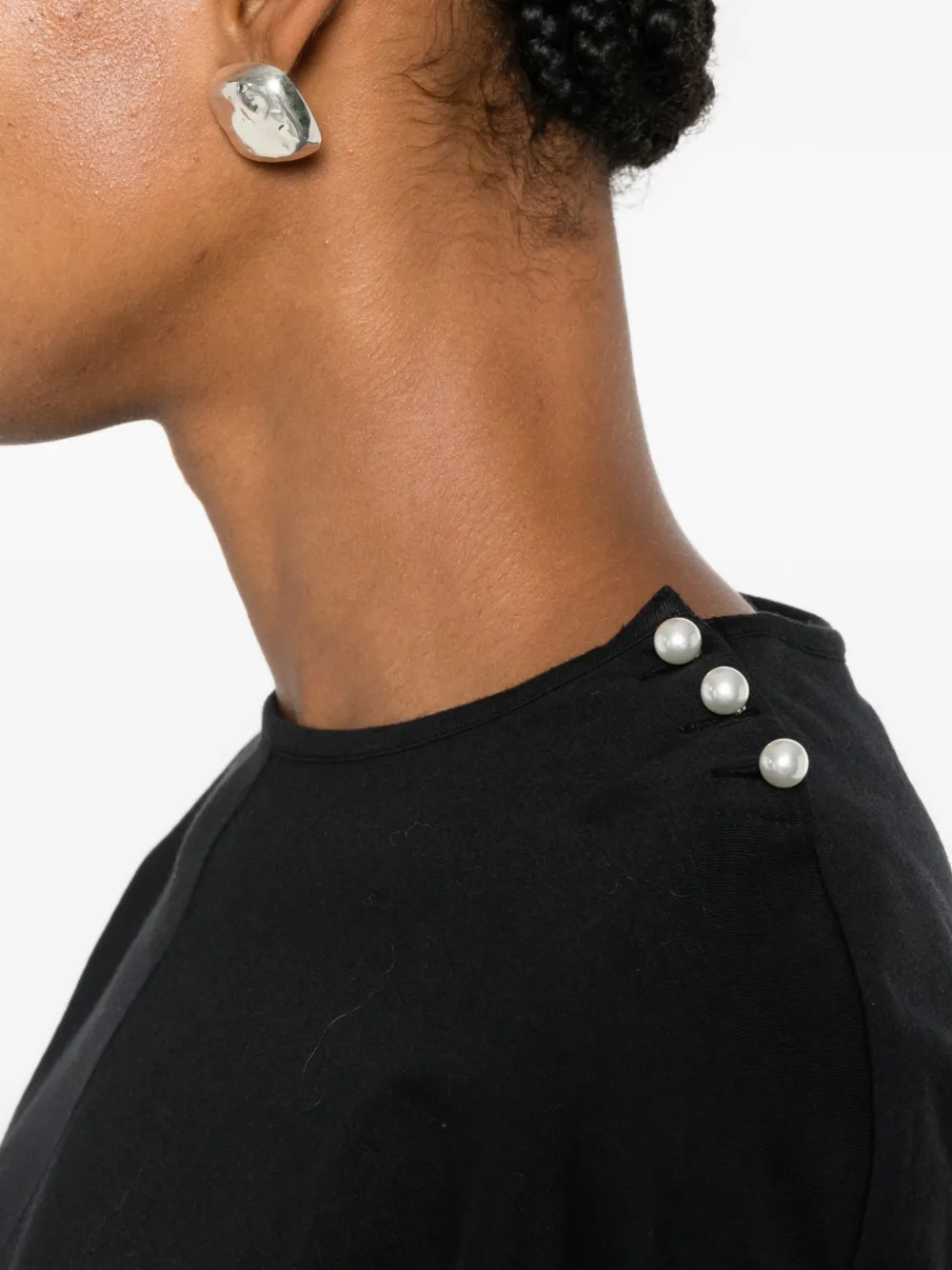 Lanvin Cape-effect T-shirt in Cotton and Silk in Black, view 5