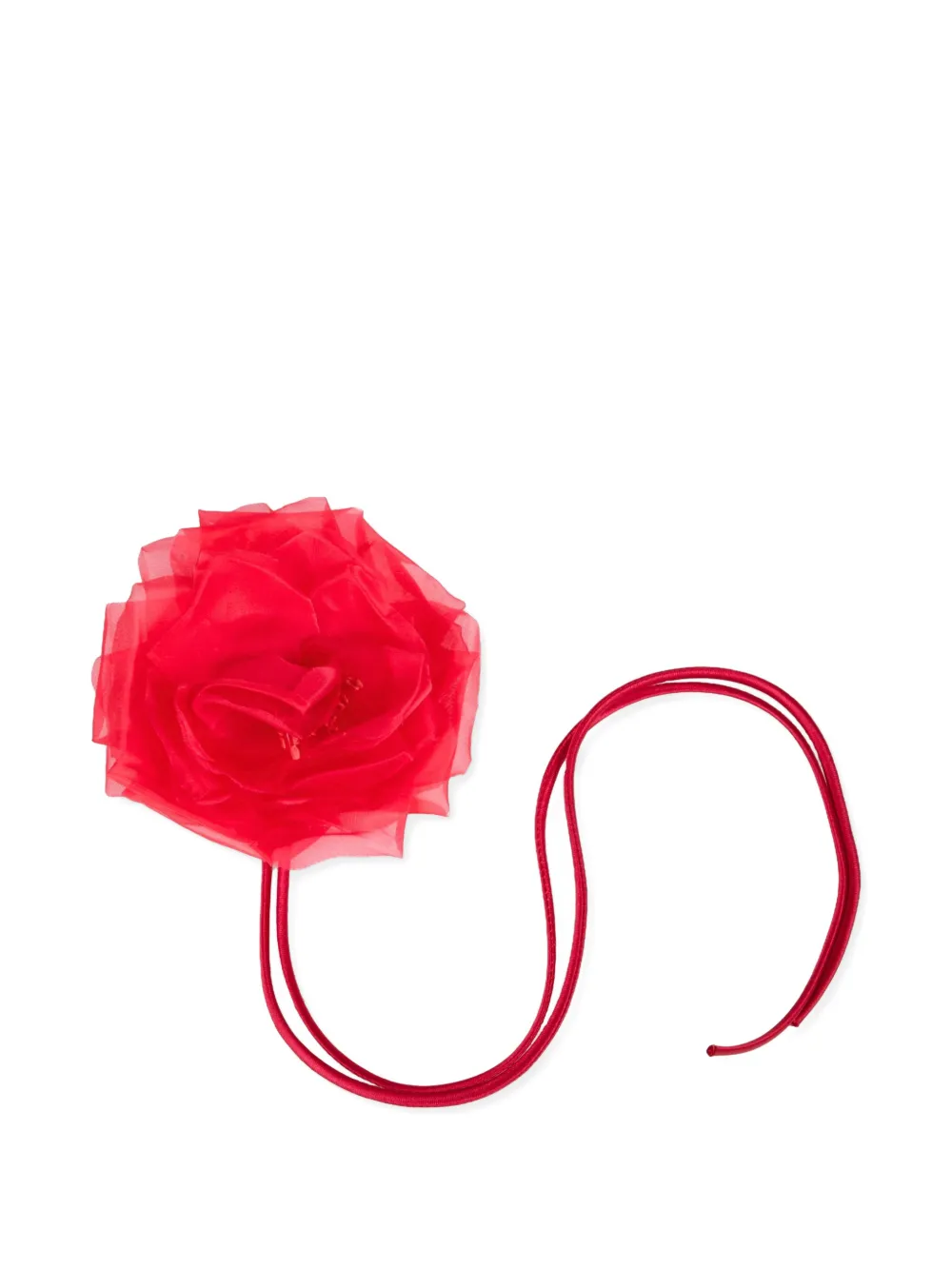 Max Mara Floral-applique Cord Necklace In Red