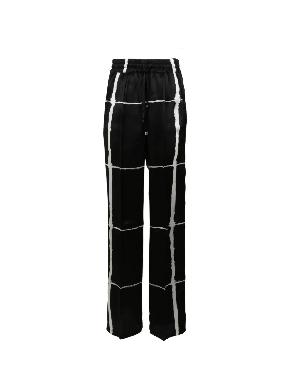 Kiton grid-print drawstring trousers - Nero