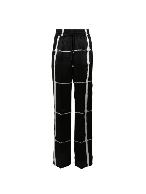 Kiton grid-print drawstring trousers