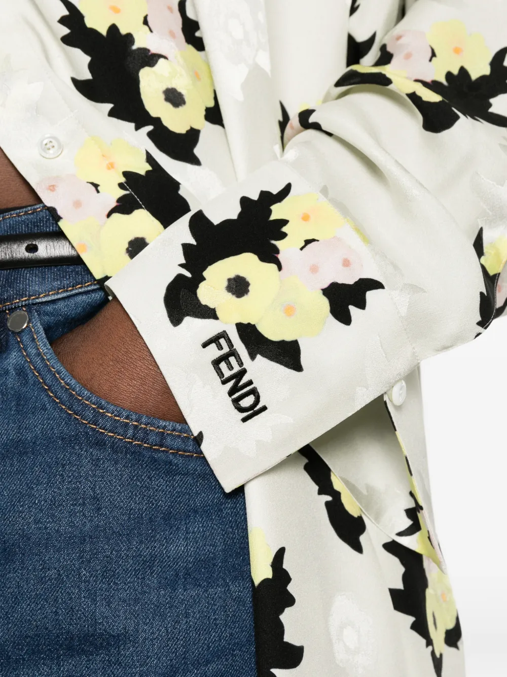 FENDI Midi-jurk met bloemenprint Beige