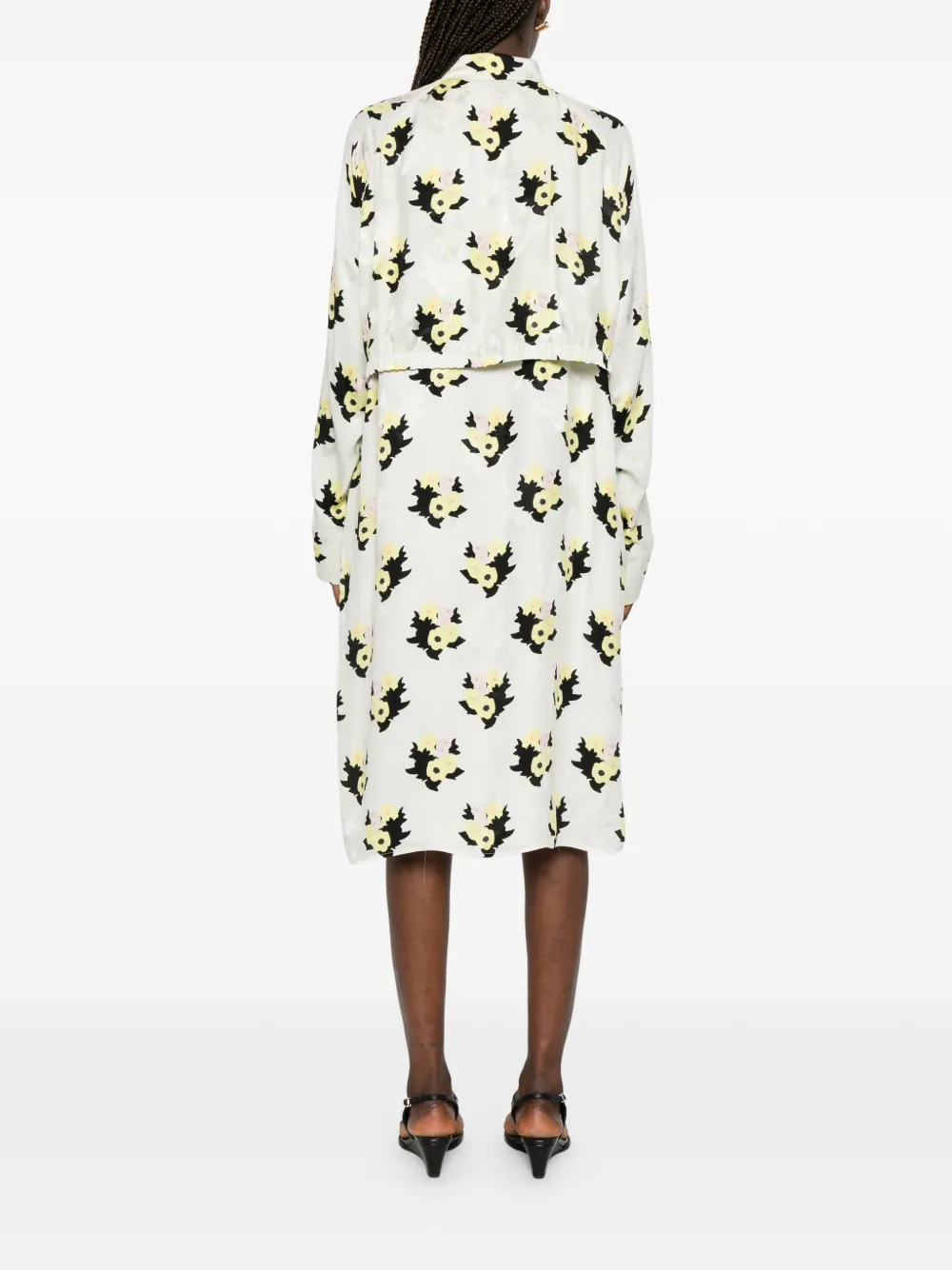 FENDI Midi-jurk met bloemenprint Beige