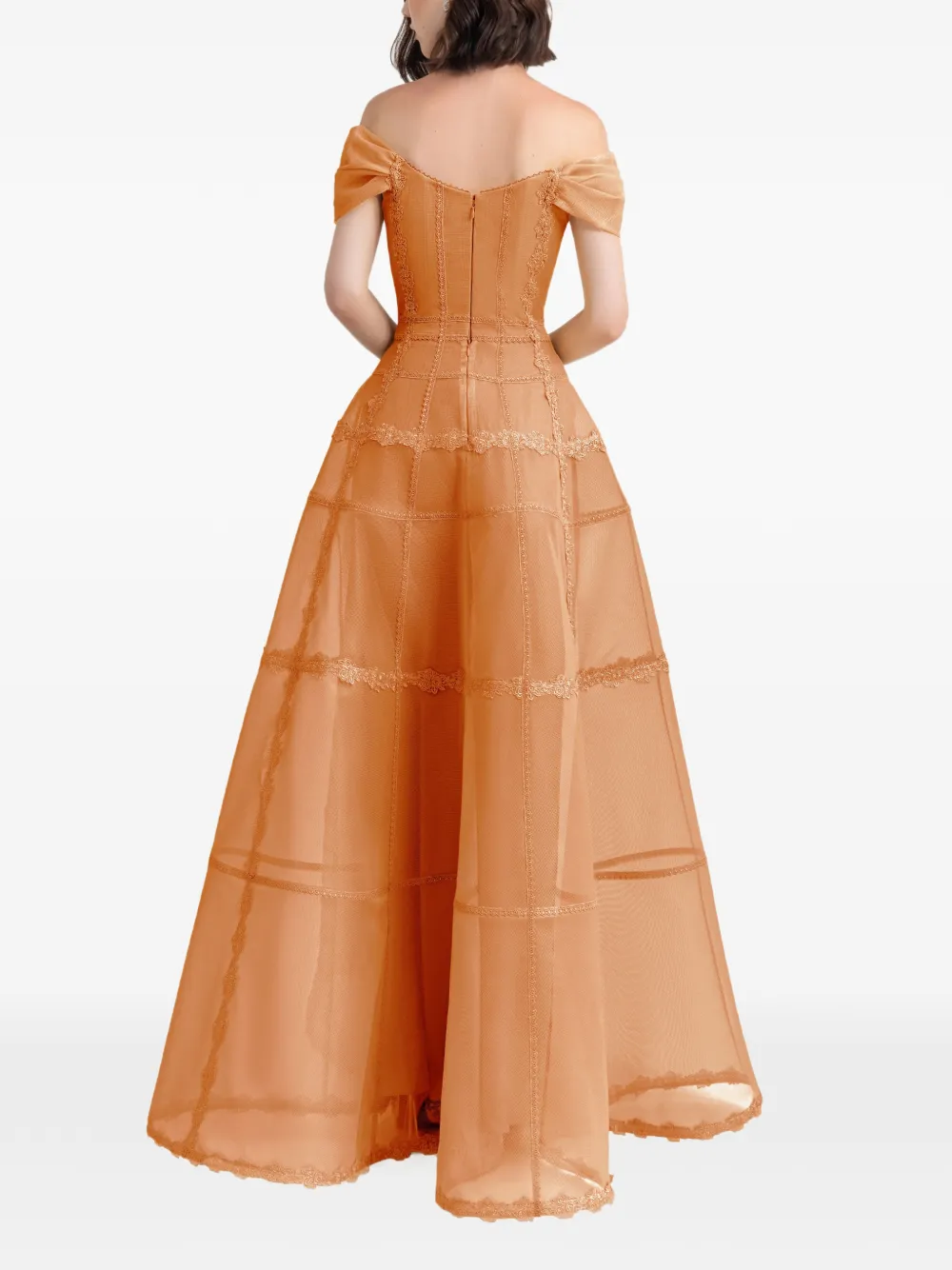 Gemy Maalouf Off-shoulder jurk met kant Oranje