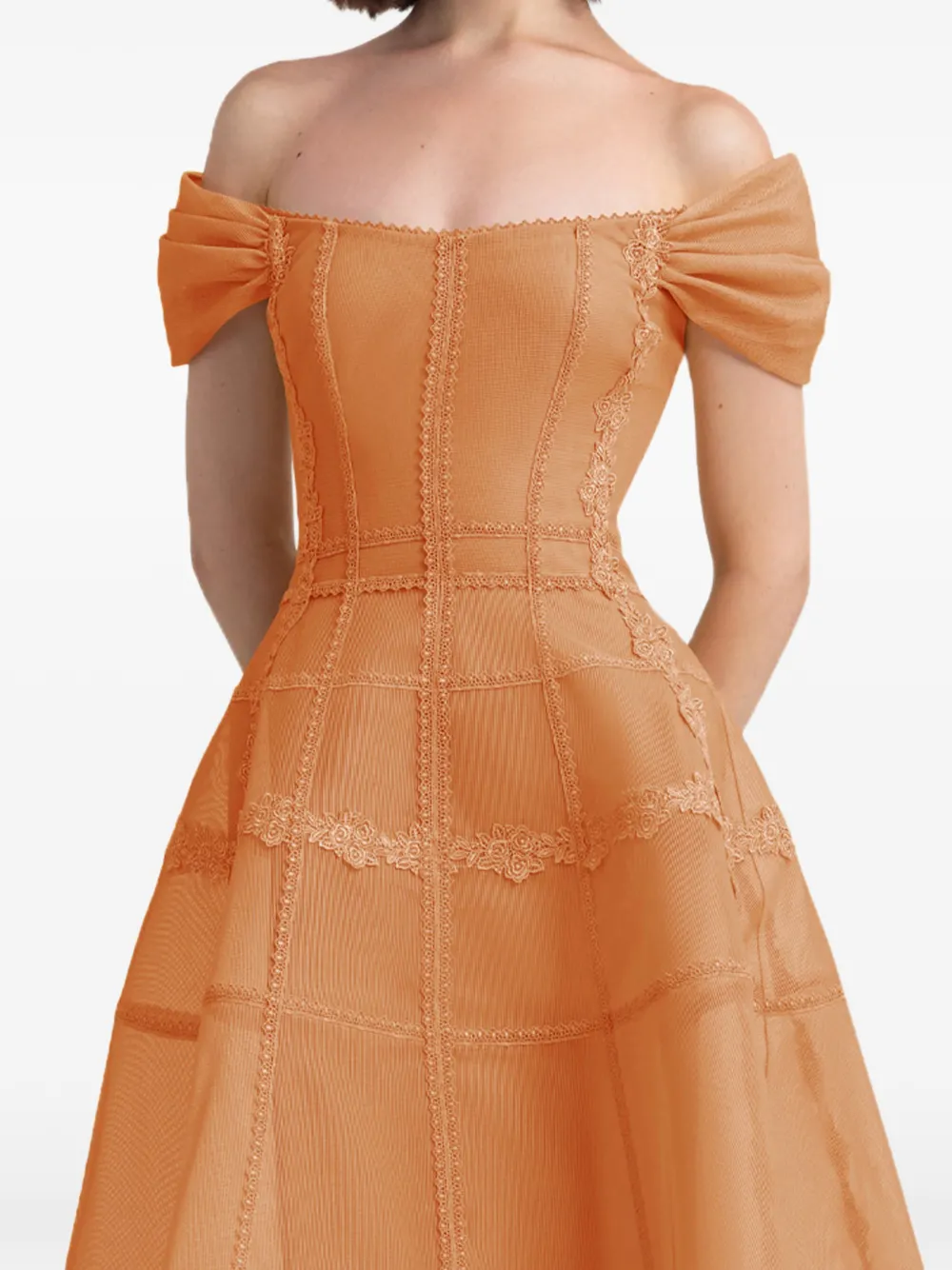 Gemy Maalouf Off-shoulder jurk met kant Oranje