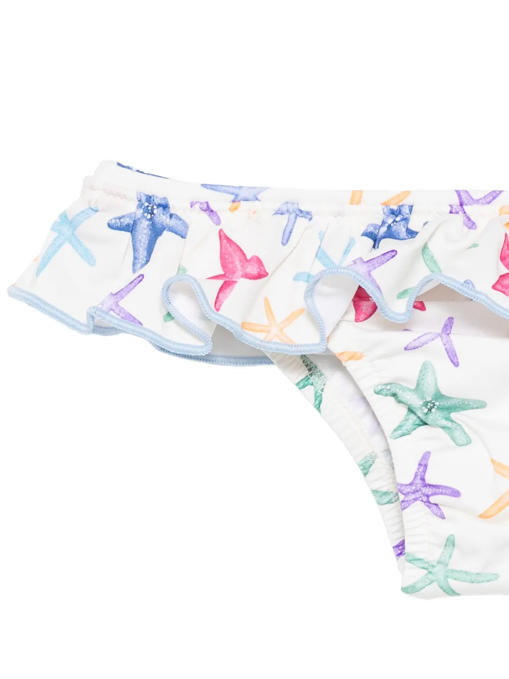 MC2 Saint Barth Kids Melly bikinislip met zeesterprint en ruches Wit