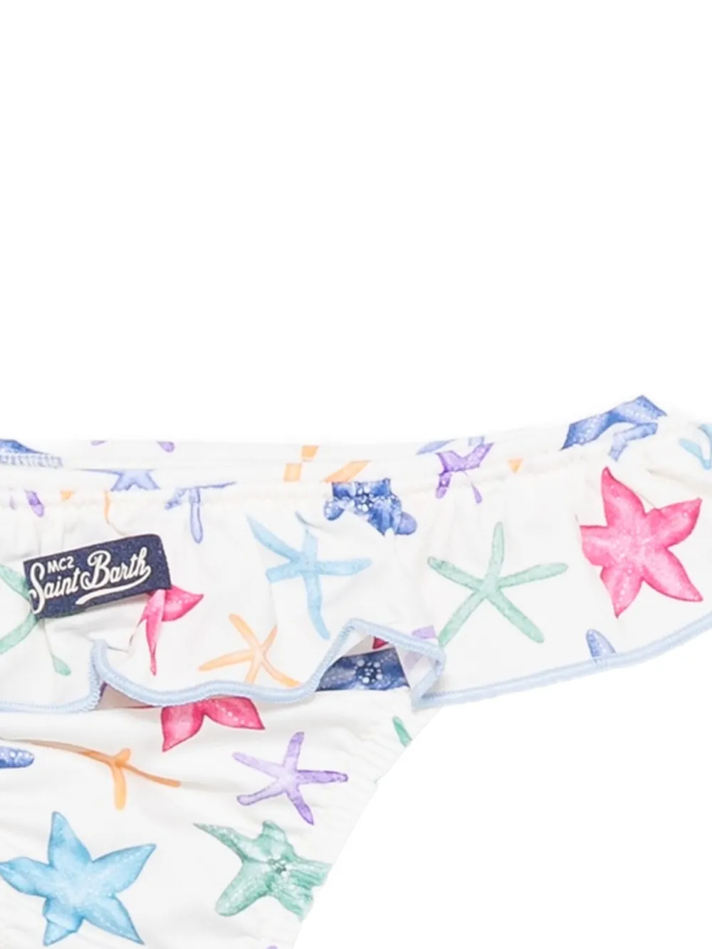 MC2 Saint Barth Kids Melly bikinislip met zeesterprint en ruches Wit