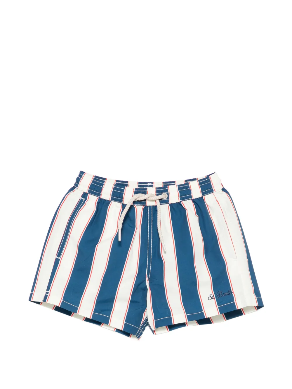 MC2 Saint Barth Kids Syros Jr striped drawstring swim shorts - Blau