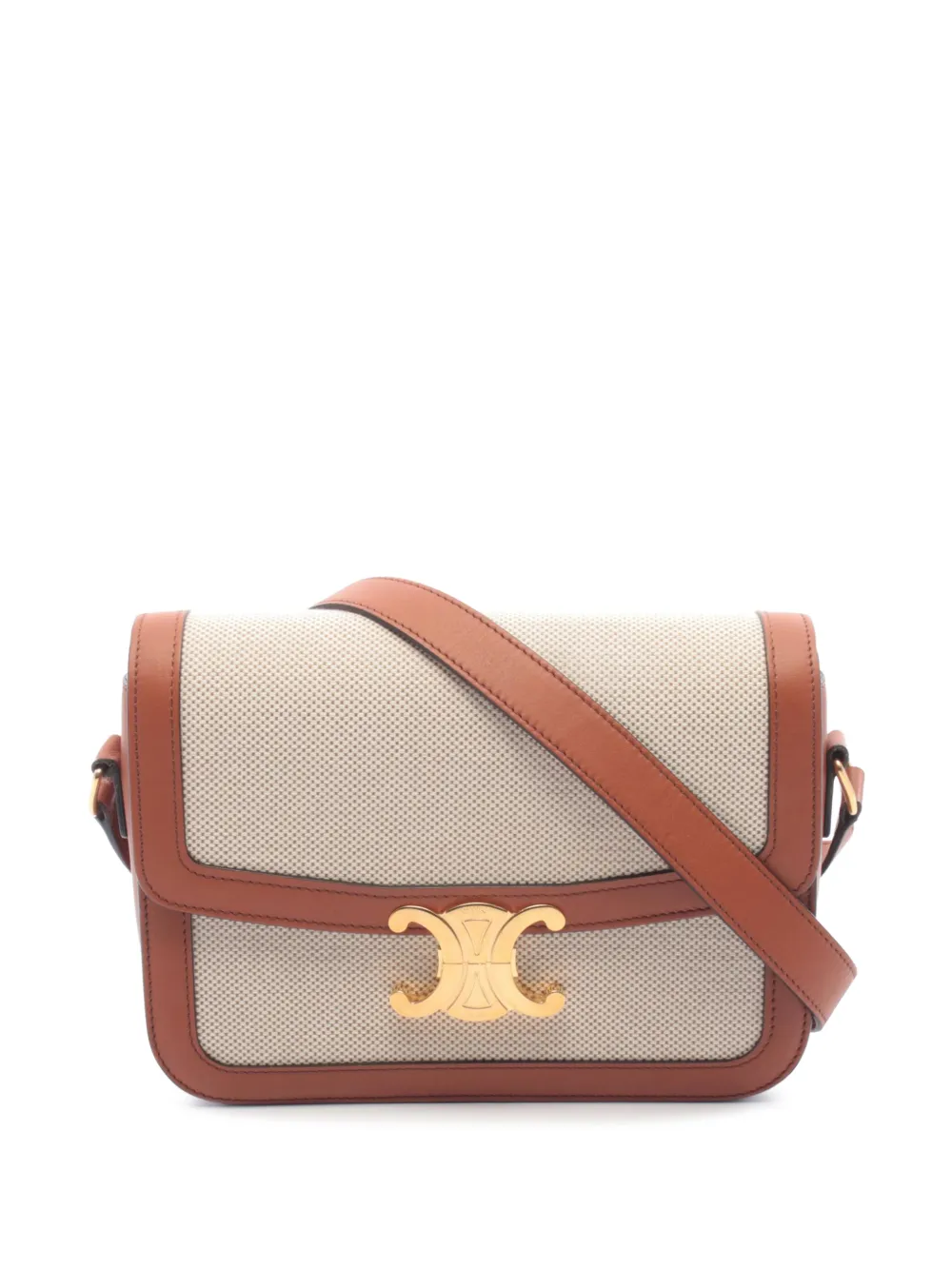 Celine Pre-Owned 2010-2026 Classique Canvas and Calfskin Triomphe crossbody bag - Toni neutri