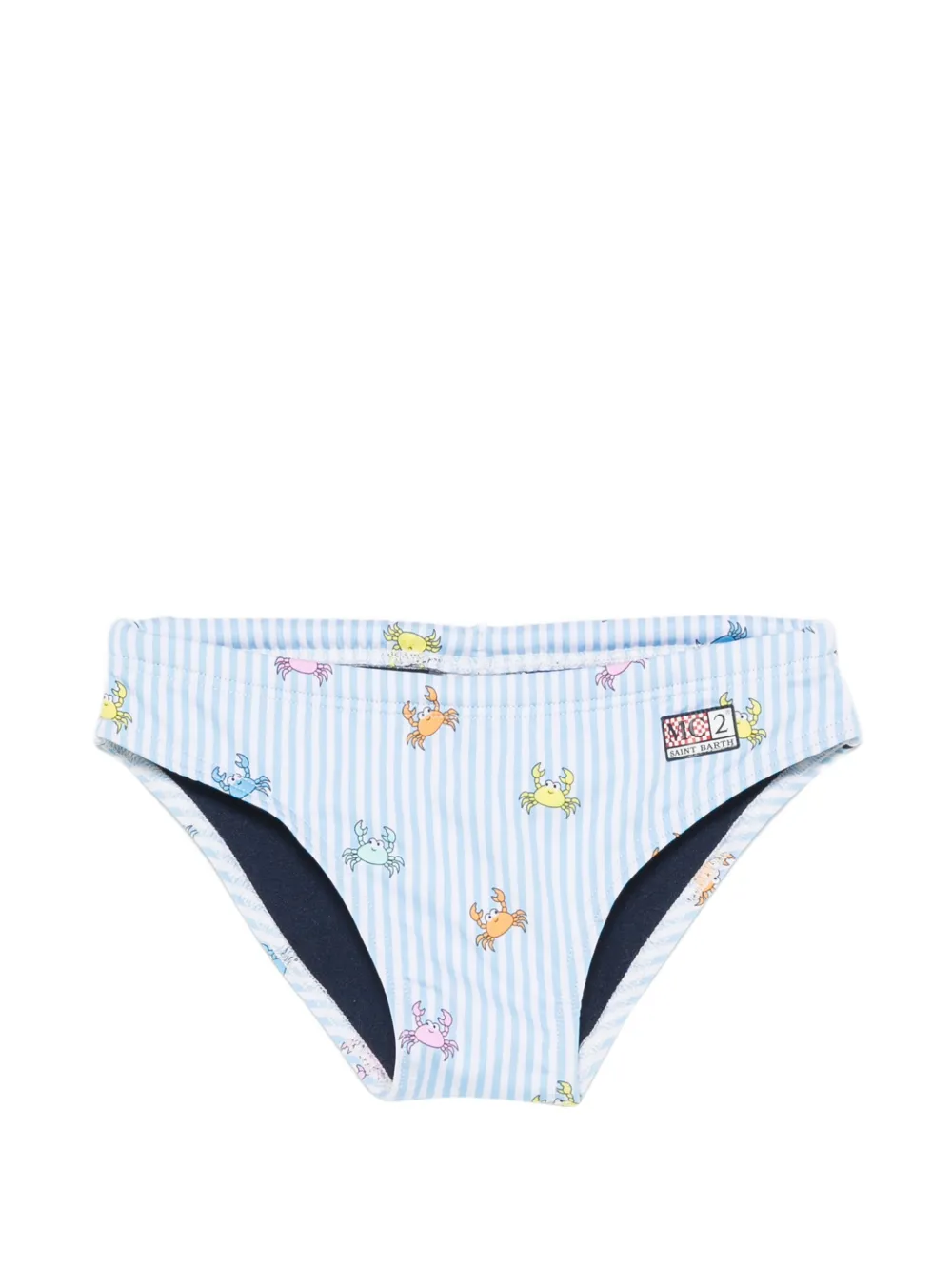 MC2 Saint Barth Kids Billy crab-print striped swimming trunks - Blau