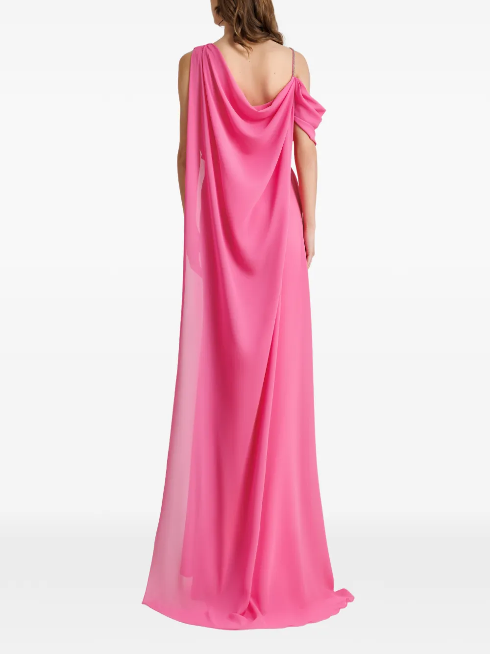 Gemy Maalouf Gedrapeerde jurk met asymmetrische hals Roze
