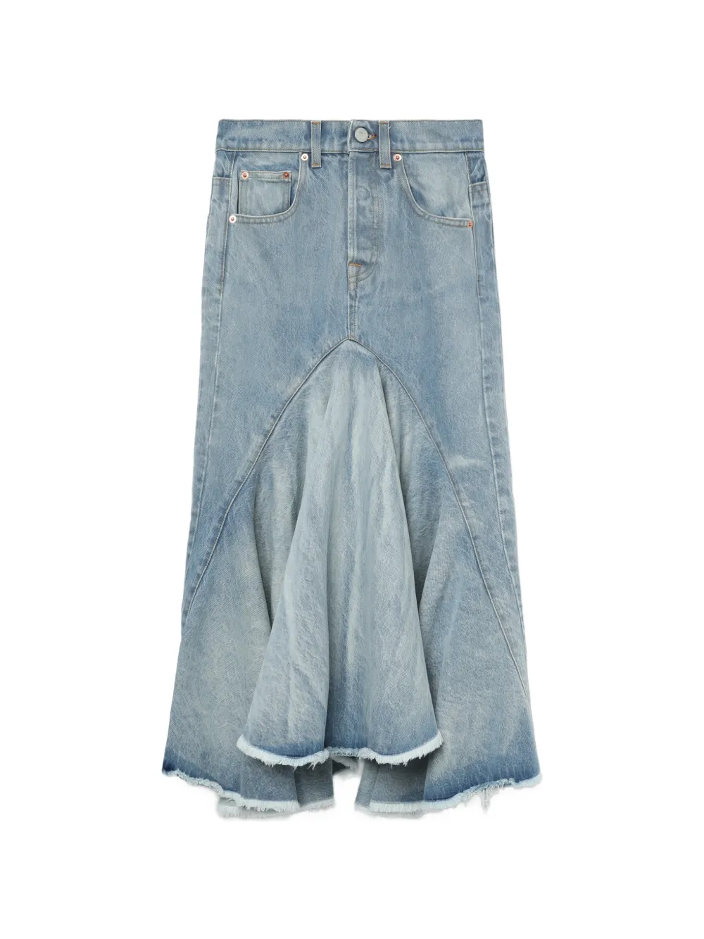 Vetements Raw-cut Panelled Skirt In Blue