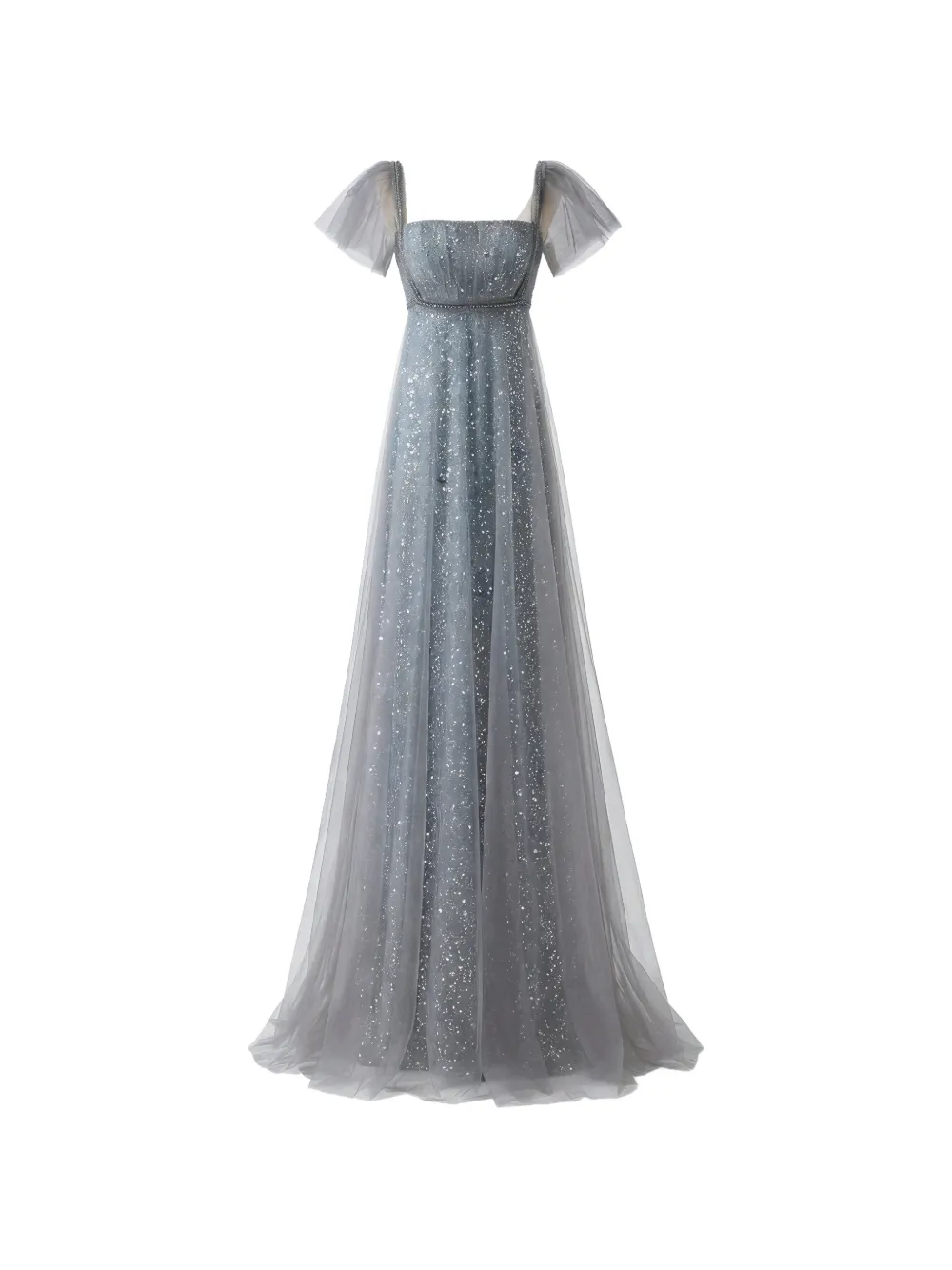 Gemy Maalouf sequin-embellished puffed-sleeve maxi dress - Grigio