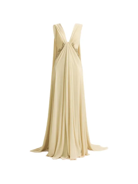 Gemy Maalouf vestido drapeado con mostacillas