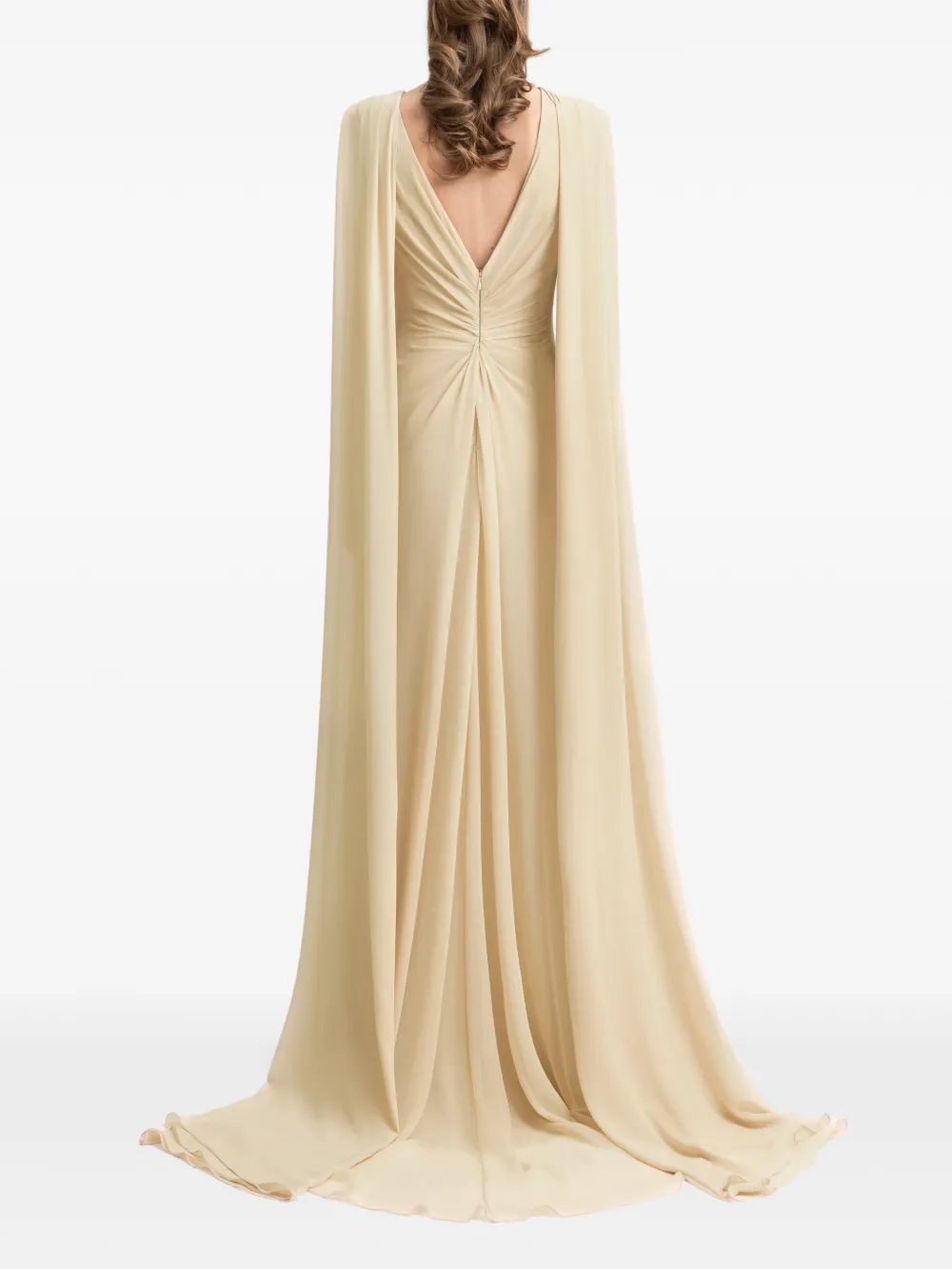 Gemy Maalouf Gedrapeerde jurk met kralen Beige