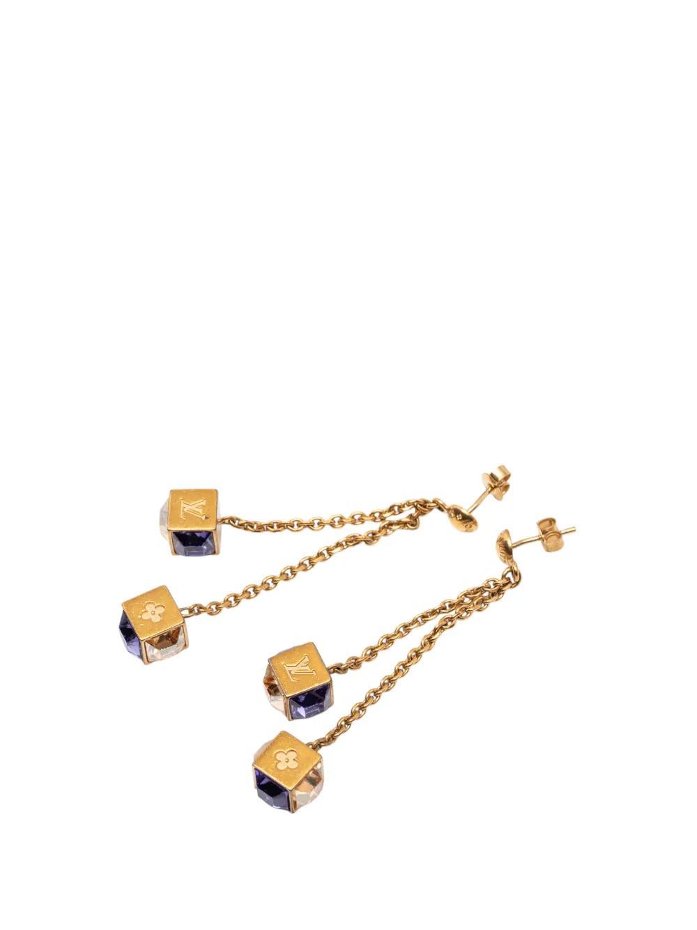 Louis Vuitton Pre-Owned 2010 Gold Plated Crystal Gamble Drop Push Back Earrings costume earrings - Oro