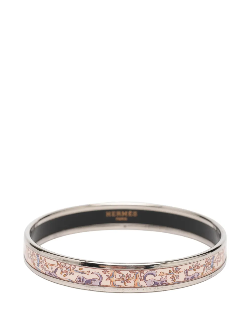 Hermès Pre-Owned 20th Century Narrow Forest Animals Enamel Bangle 65 costume bracelet - Argento