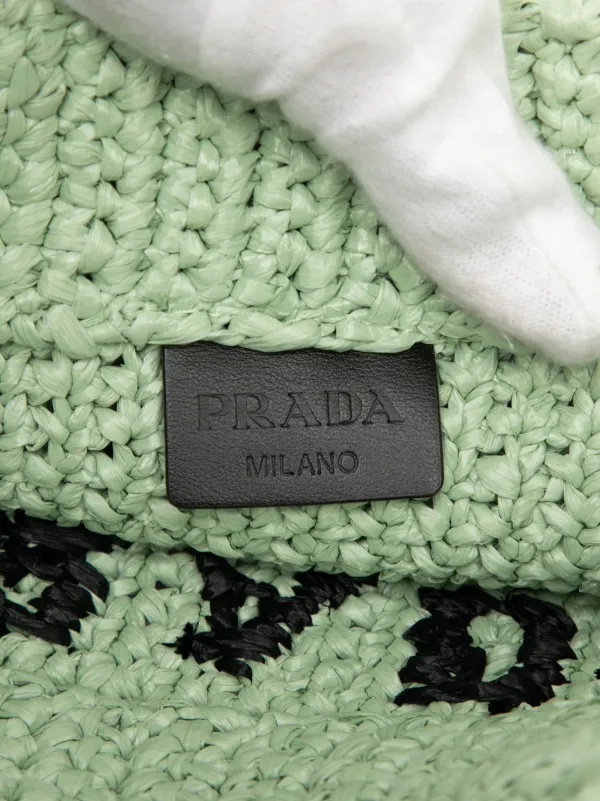 Prada Pre-Owned 2013-2025 Small Raffia Effect Crochet Embroidered